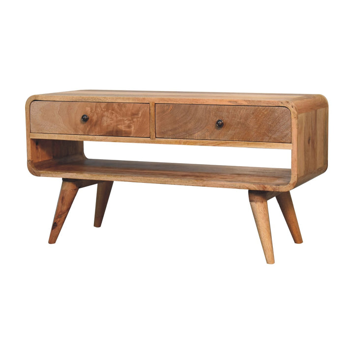 Reverse Curve Oak-ish Media Unit-Smiddy Furniture