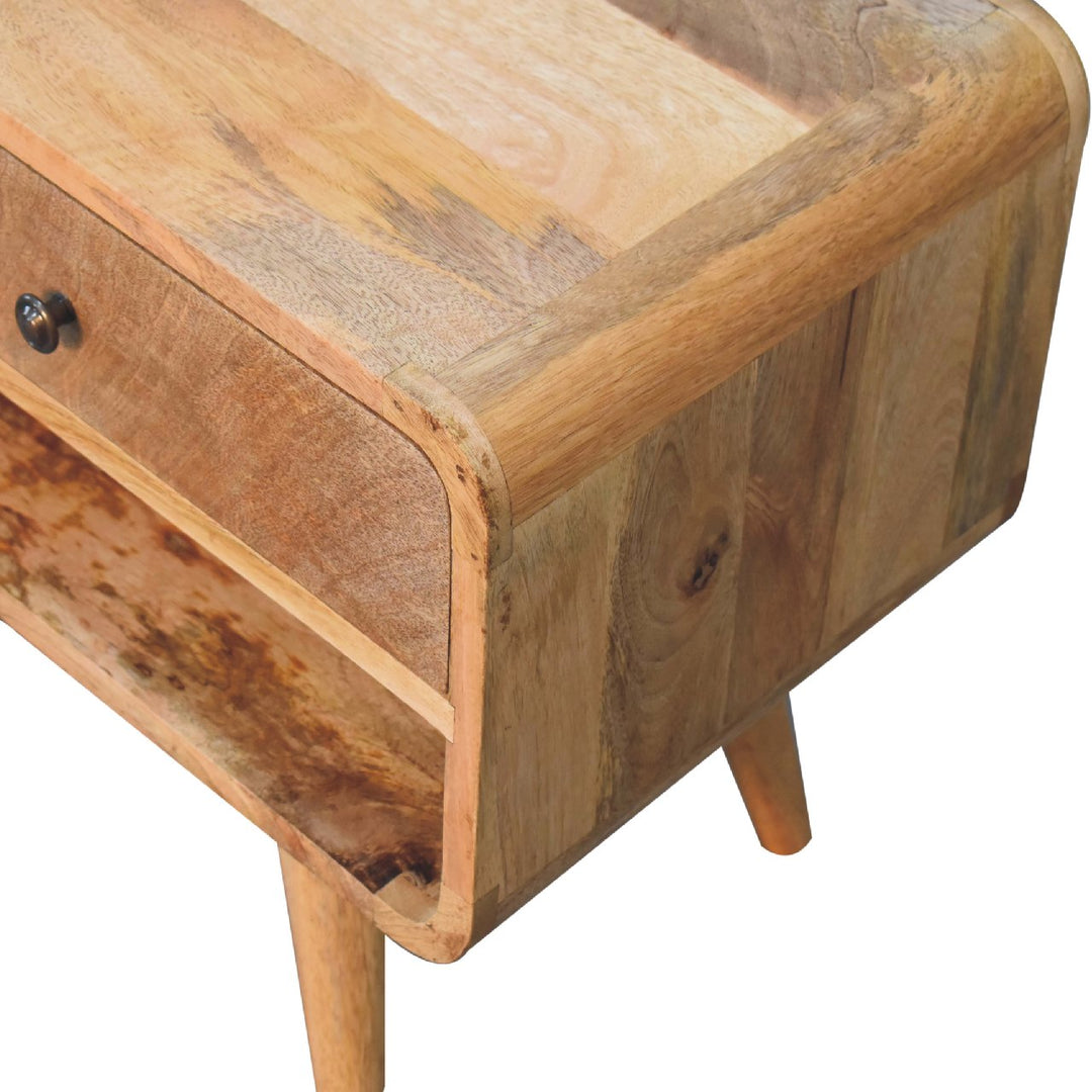 Reverse Curve Oak-ish Media Unit-Smiddy Furniture