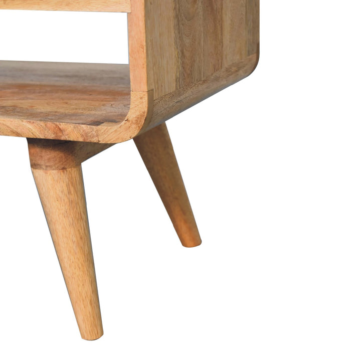 Reverse Curve Oak-ish Media Unit-Smiddy Furniture