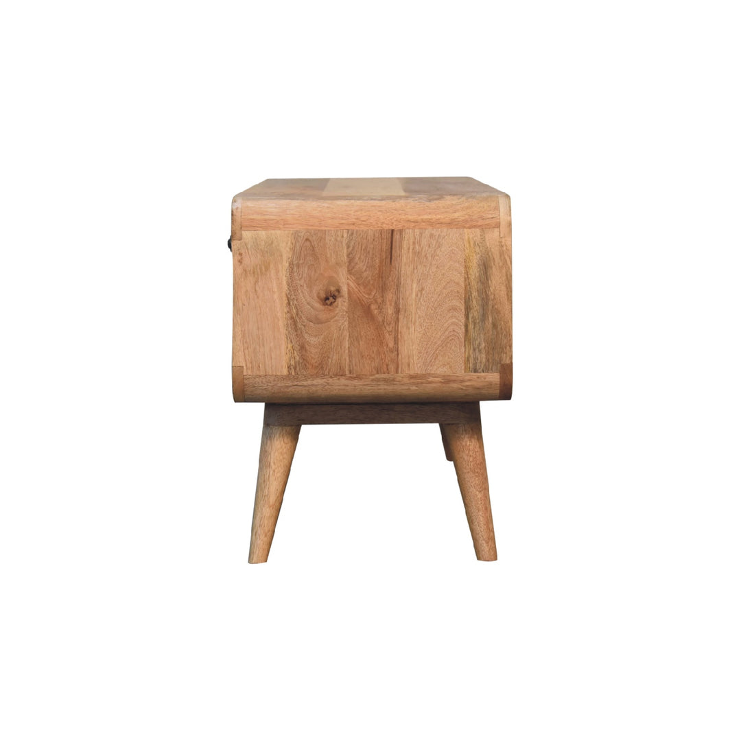 Reverse Curve Oak-ish Media Unit-Smiddy Furniture