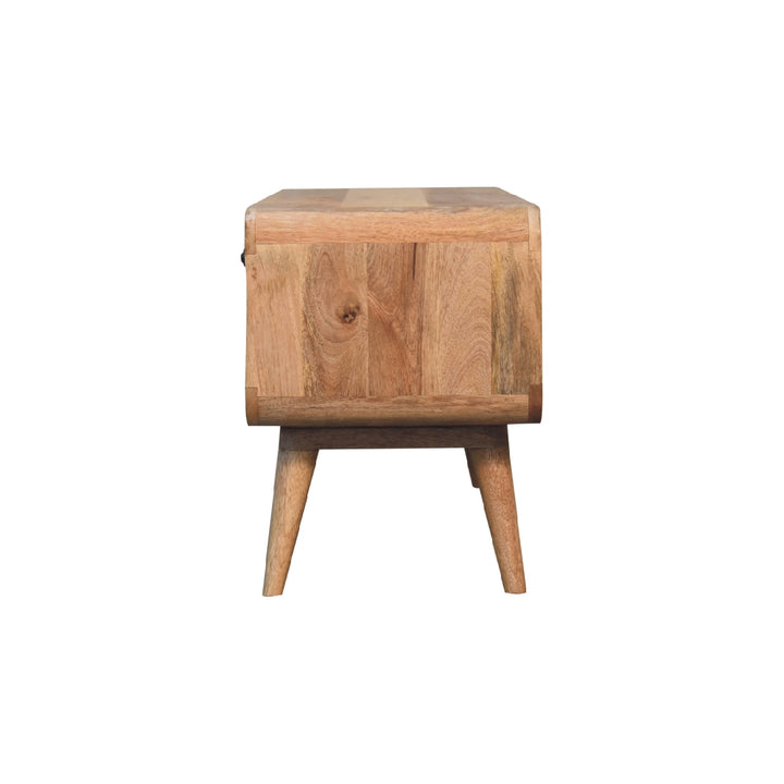 Reverse Curve Oak-ish Media Unit-Smiddy Furniture