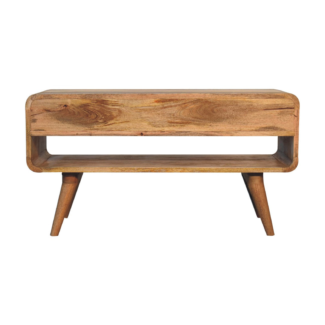 Reverse Curve Oak-ish Media Unit-Smiddy Furniture