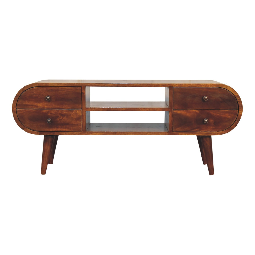Chestnut Circular Media Unit - Smiddy Furniture