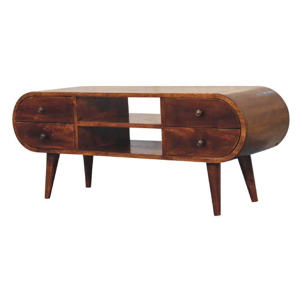 Chestnut Circular Media Unit - Smiddy Furniture