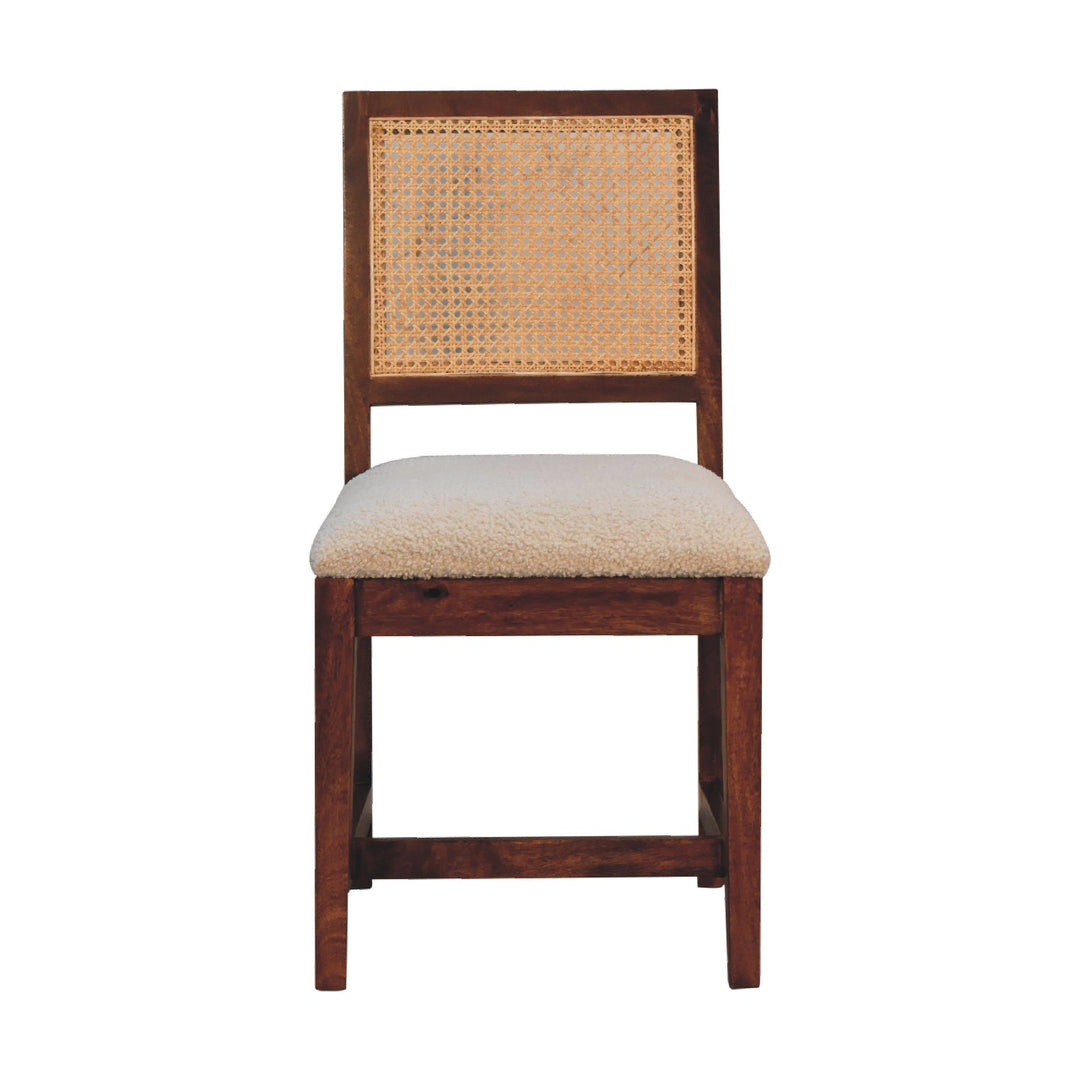 Cream Boucle Rattan Chair-Smiddy Furniture