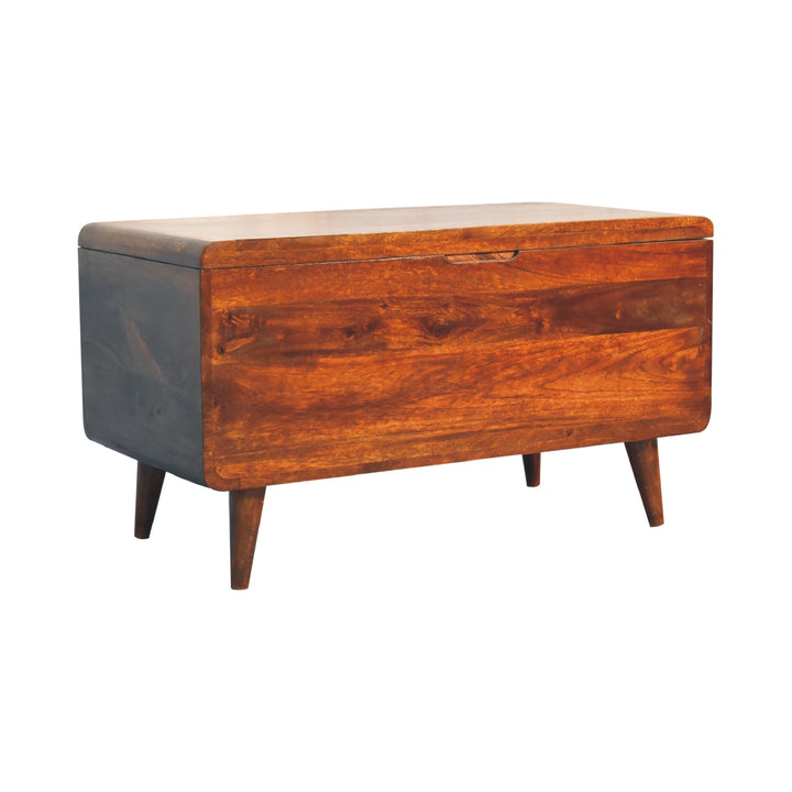 Curved Chestnut Blanket Box - Smiddy Furniture