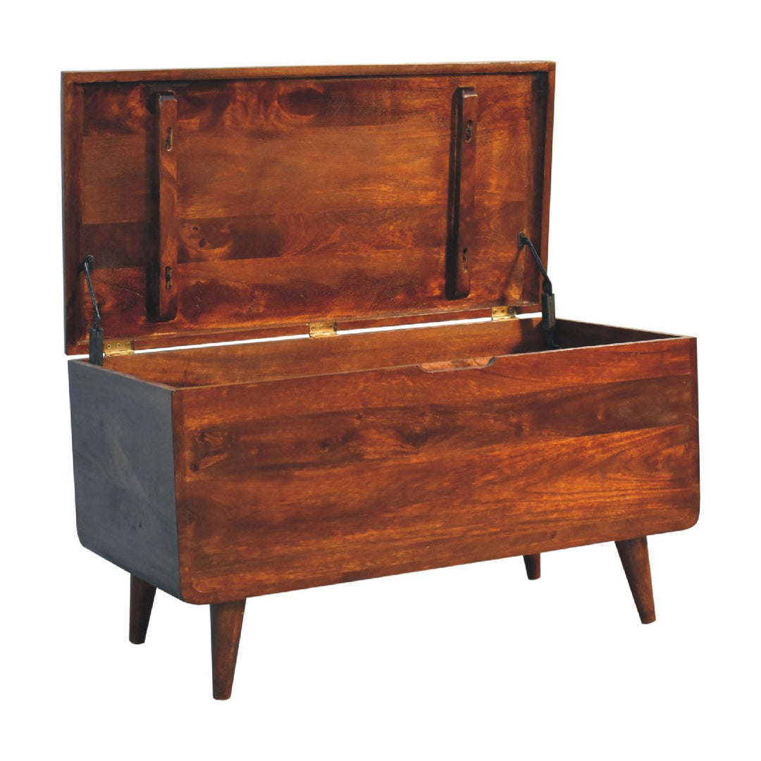 Curved Chestnut Blanket Box - Smiddy Furniture