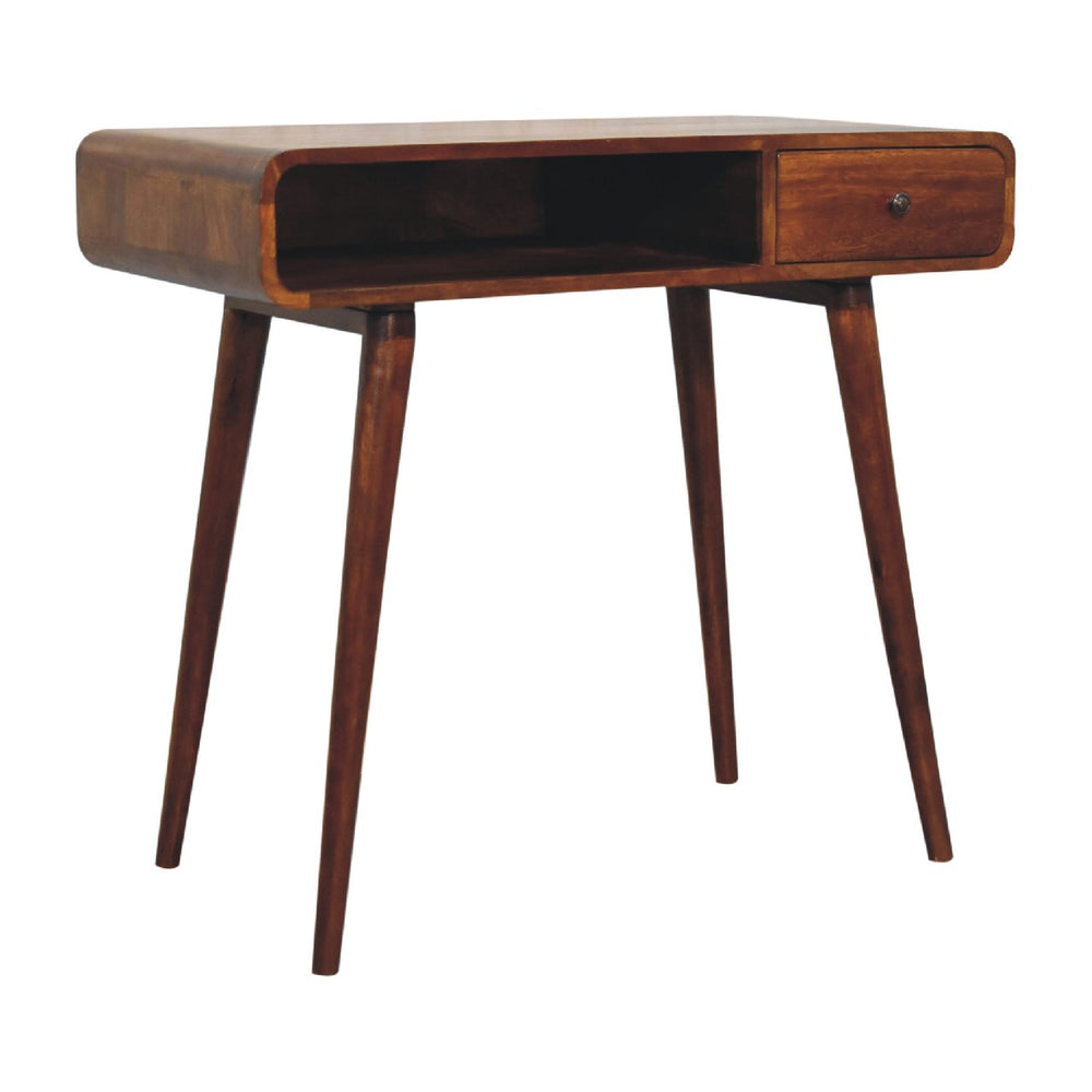 Curved Chestnut Writing Desk - Smiddy Furniture