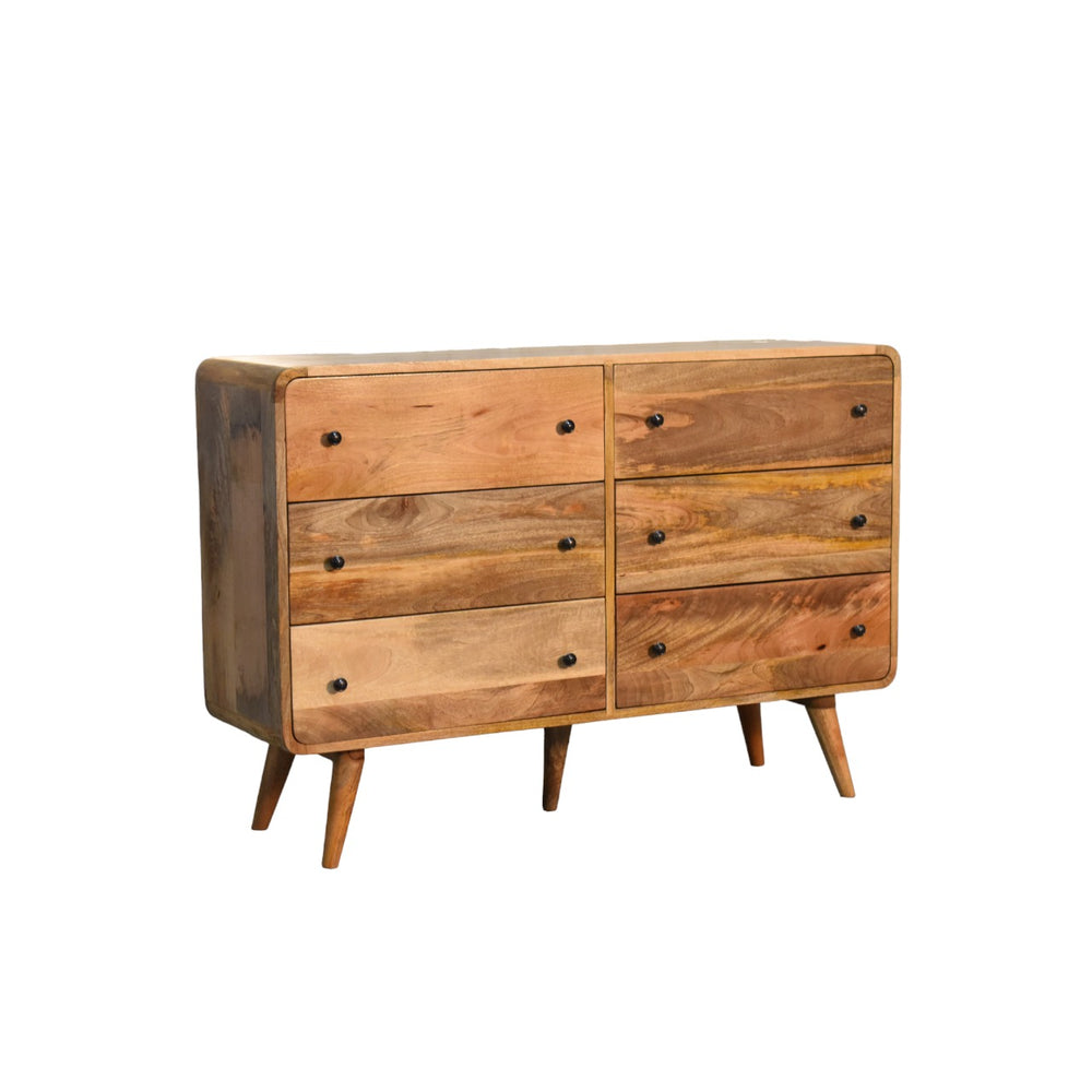 Large Curved Oak-ish Chest-Smiddy Furniture