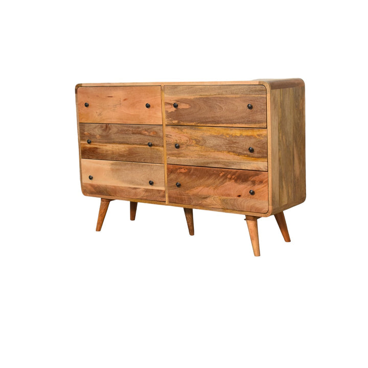 Large Curved Oak-ish Chest-Smiddy Furniture