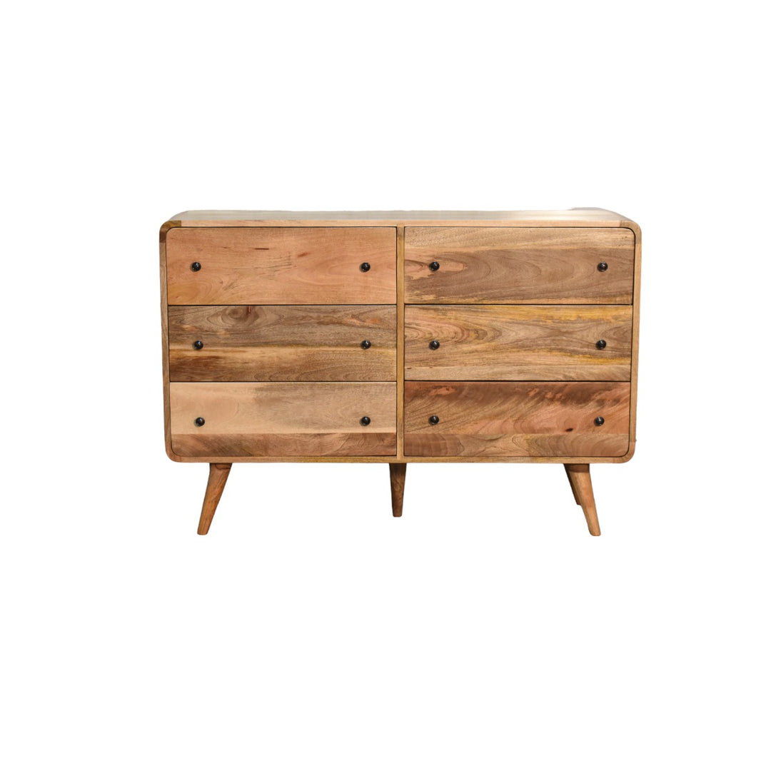 Large Curved Oak-ish Chest-Smiddy Furniture