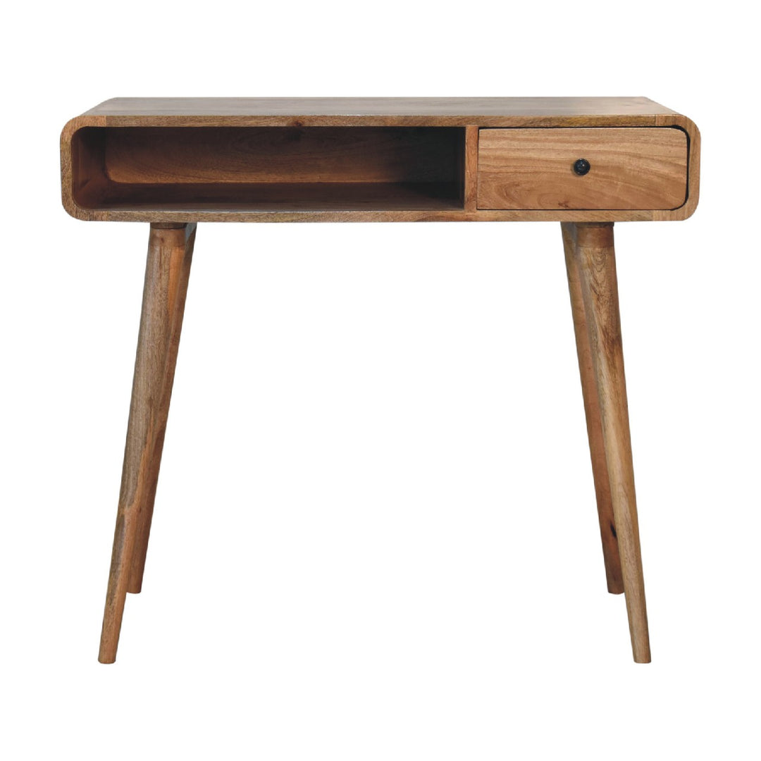 Curved Oak - ish Writing Desk - Smiddy Furniture