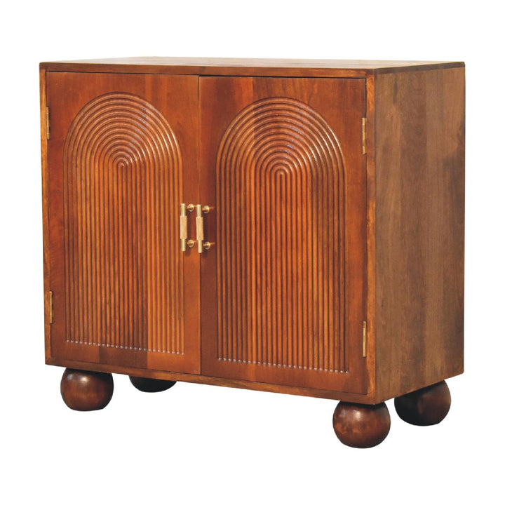 Chestnut Carved Ball Cabinet - Smiddy Furniture