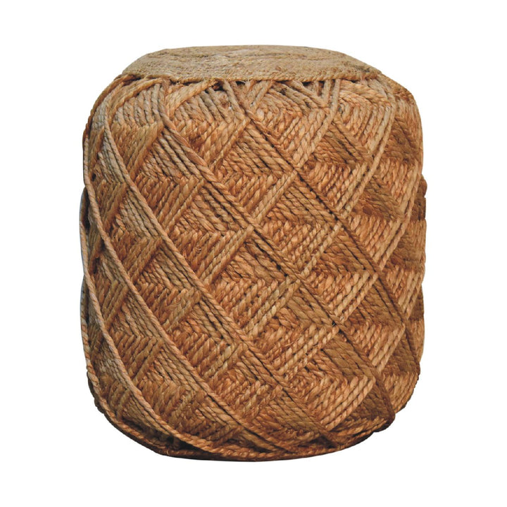 Large Patterned Jute Footstool
