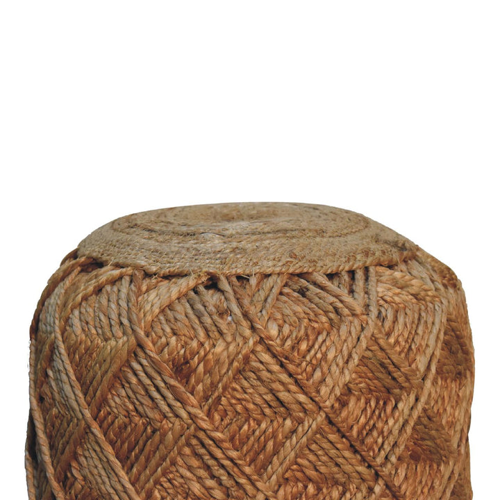 Jute Fiber Footstool Large Pattern - Smiddy Furniture