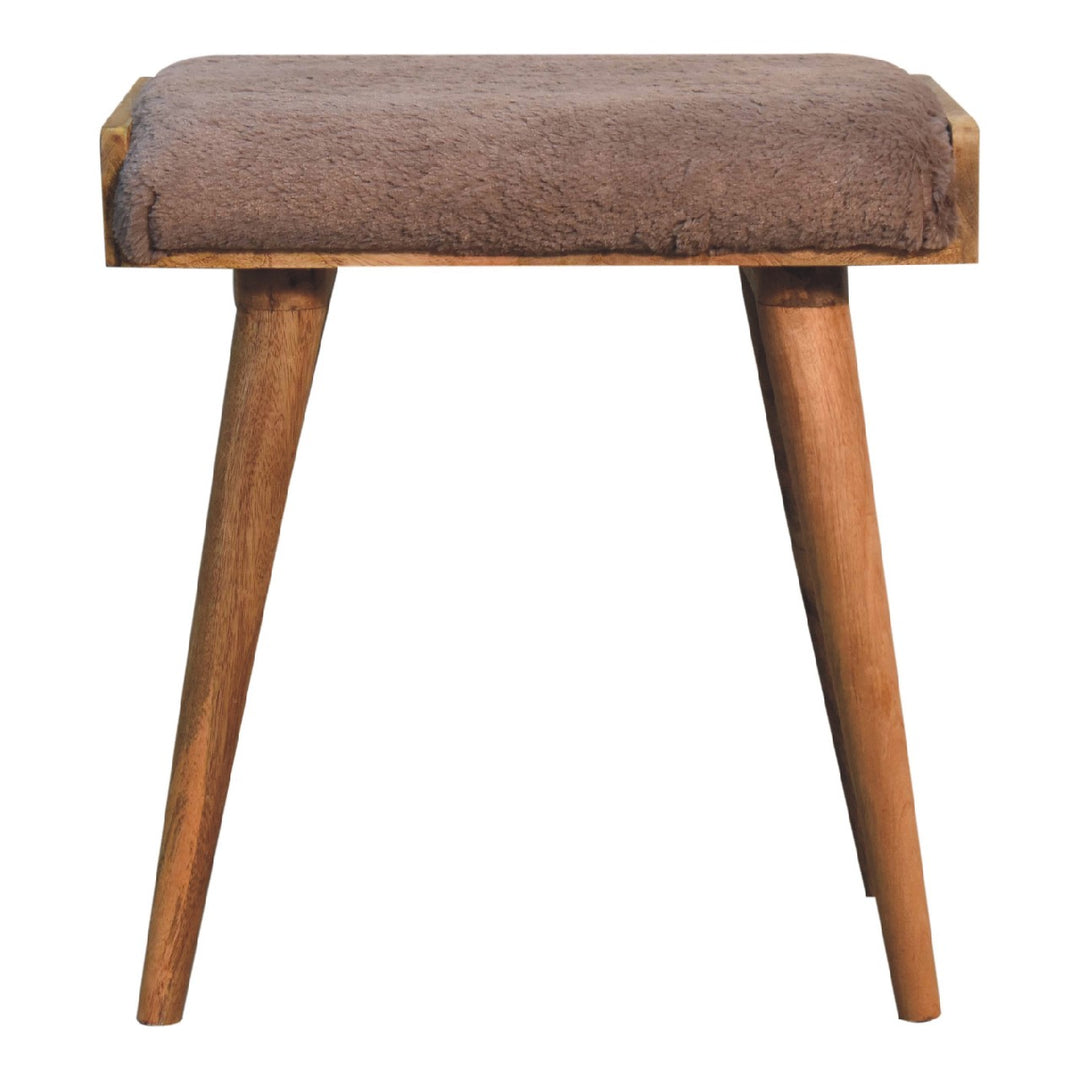 Mocha Faux Fur Style Footstool - Smiddy Furniture