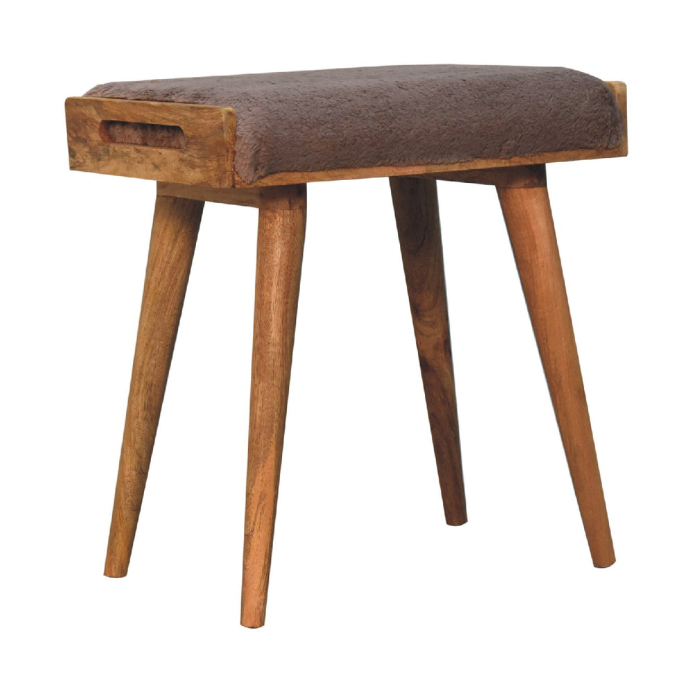 Mocha Faux Fur Style Footstool - Smiddy Furniture