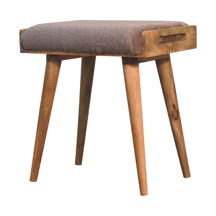 Mocha Faux Fur Style Footstool - Smiddy Furniture