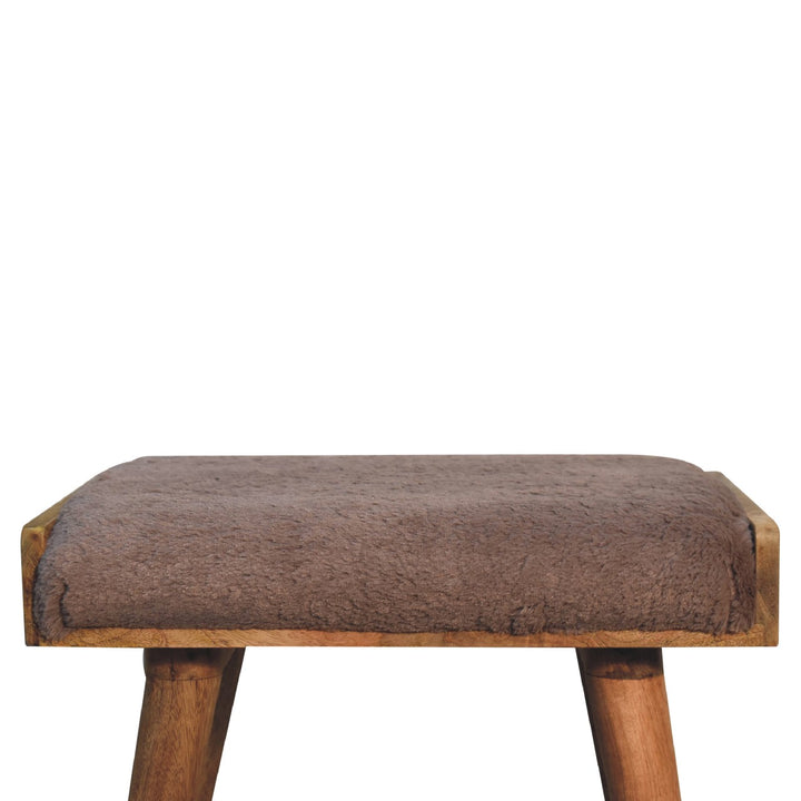 Mocha Faux Fur Style Footstool - Smiddy Furniture