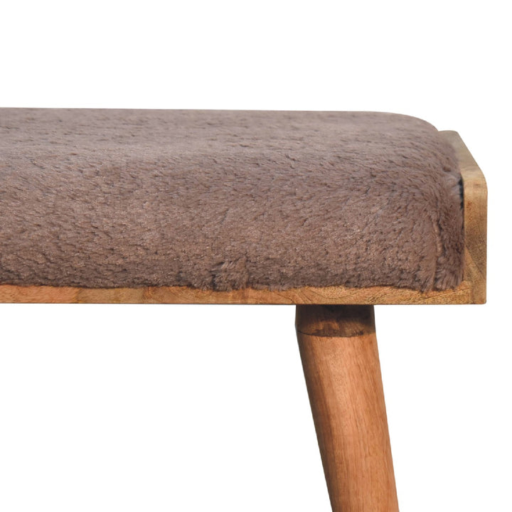 Mocha Faux Fur Style Footstool - Smiddy Furniture