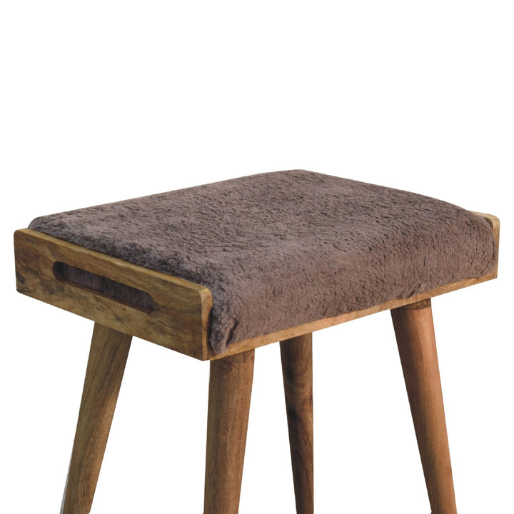 Mocha Faux Fur Style Footstool - Smiddy Furniture