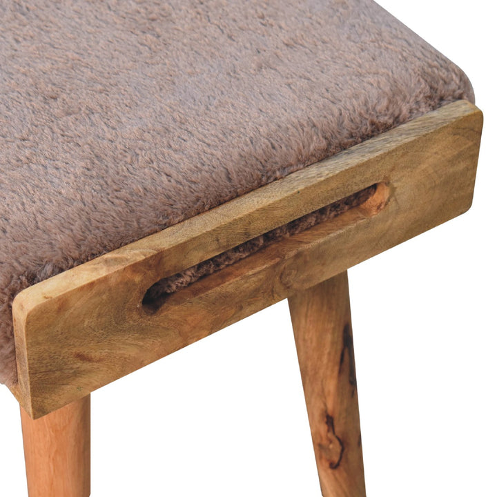 Mocha Faux Fur Style Footstool - Smiddy Furniture
