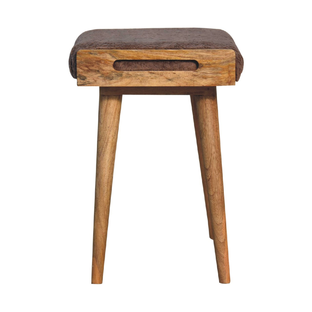 Mocha Faux Fur Style Footstool - Smiddy Furniture
