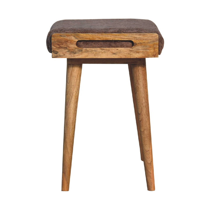 Mocha Faux Fur Style Footstool - Smiddy Furniture