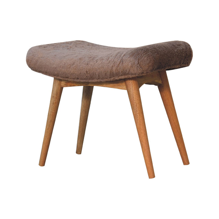 Mocha Faux Fur Curved Bench-Smiddy Furniture