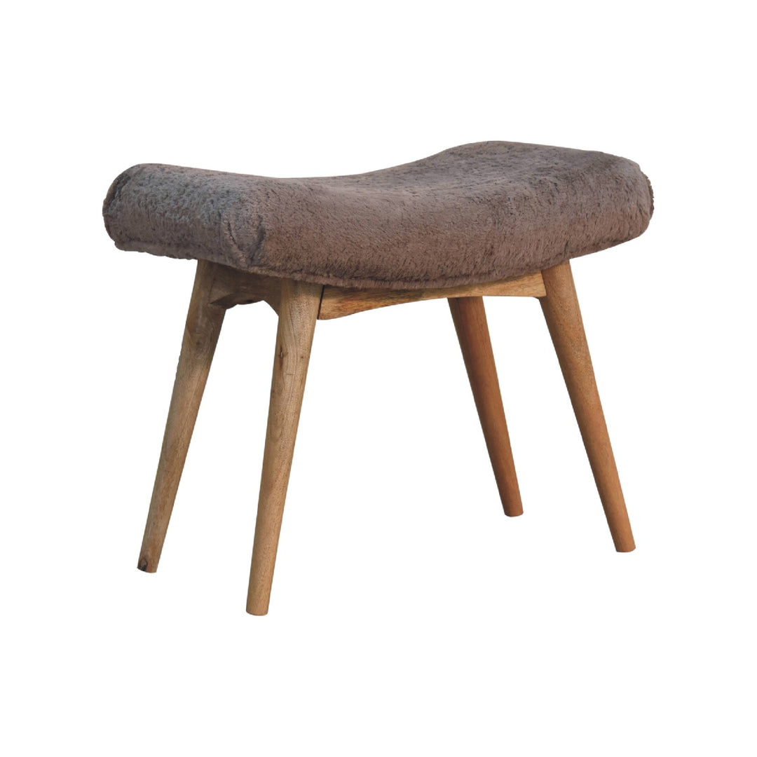 Mocha Faux Fur Curved Bench-Smiddy Furniture