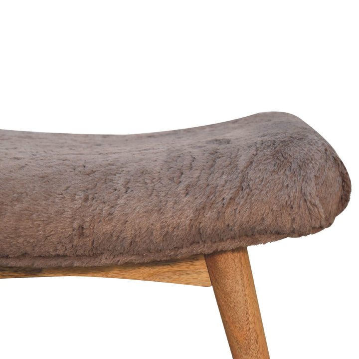 Mocha Faux Fur Curved Bench-Smiddy Furniture
