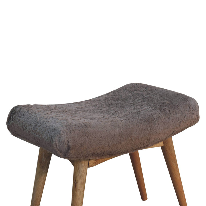 Mocha Faux Fur Curved Bench-Smiddy Furniture