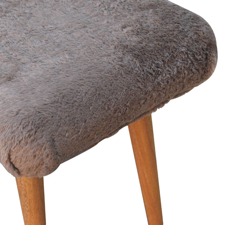 Mocha Faux Fur Curved Bench-Smiddy Furniture