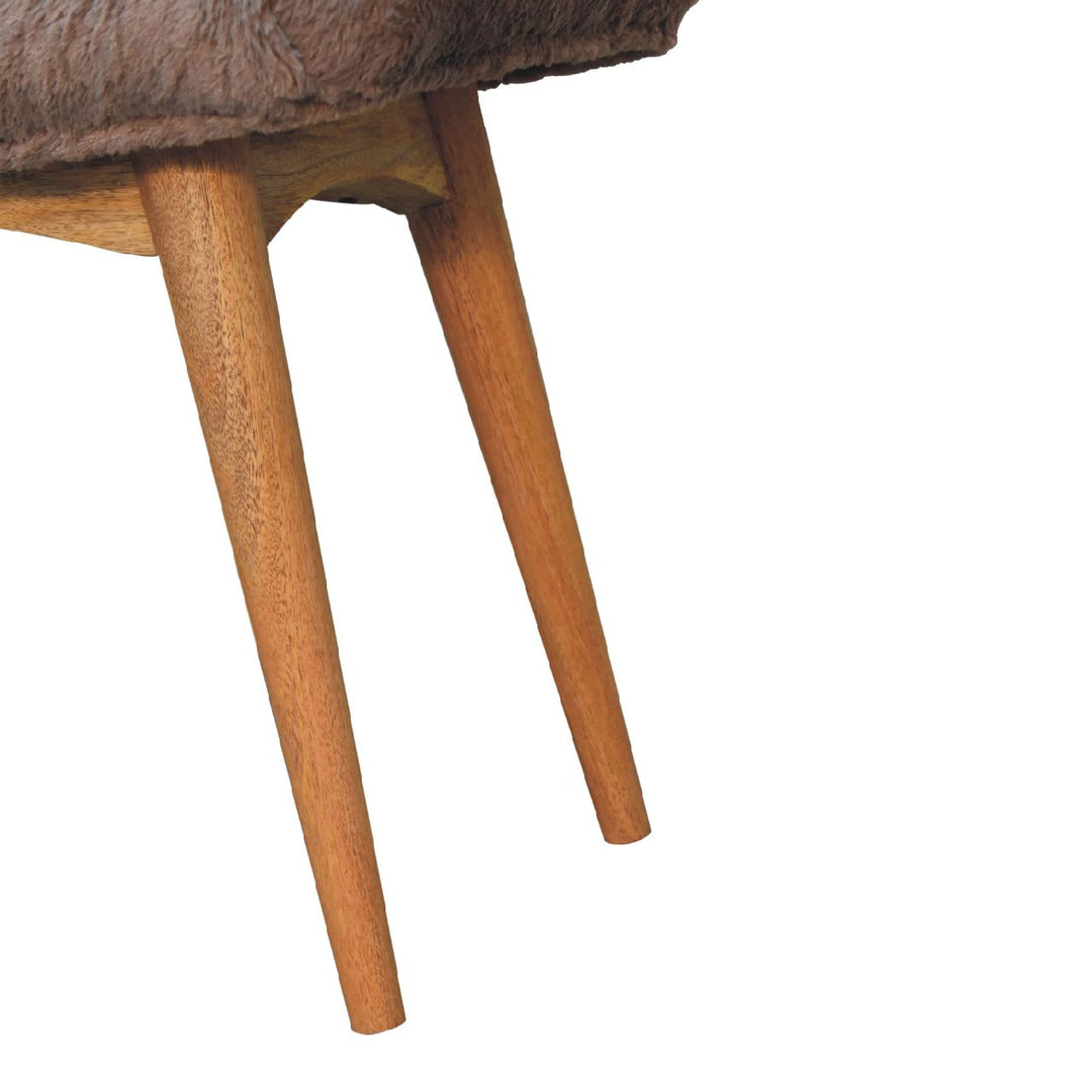 Mocha Faux Fur Curved Bench-Smiddy Furniture