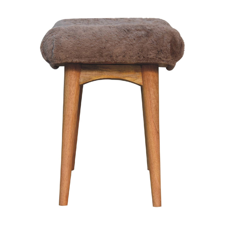 Mocha Faux Fur Curved Bench-Smiddy Furniture