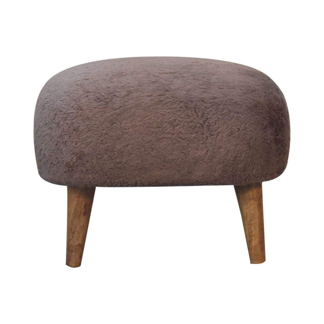 Mocha Faux Fur Square Stool - Smiddy Furniture