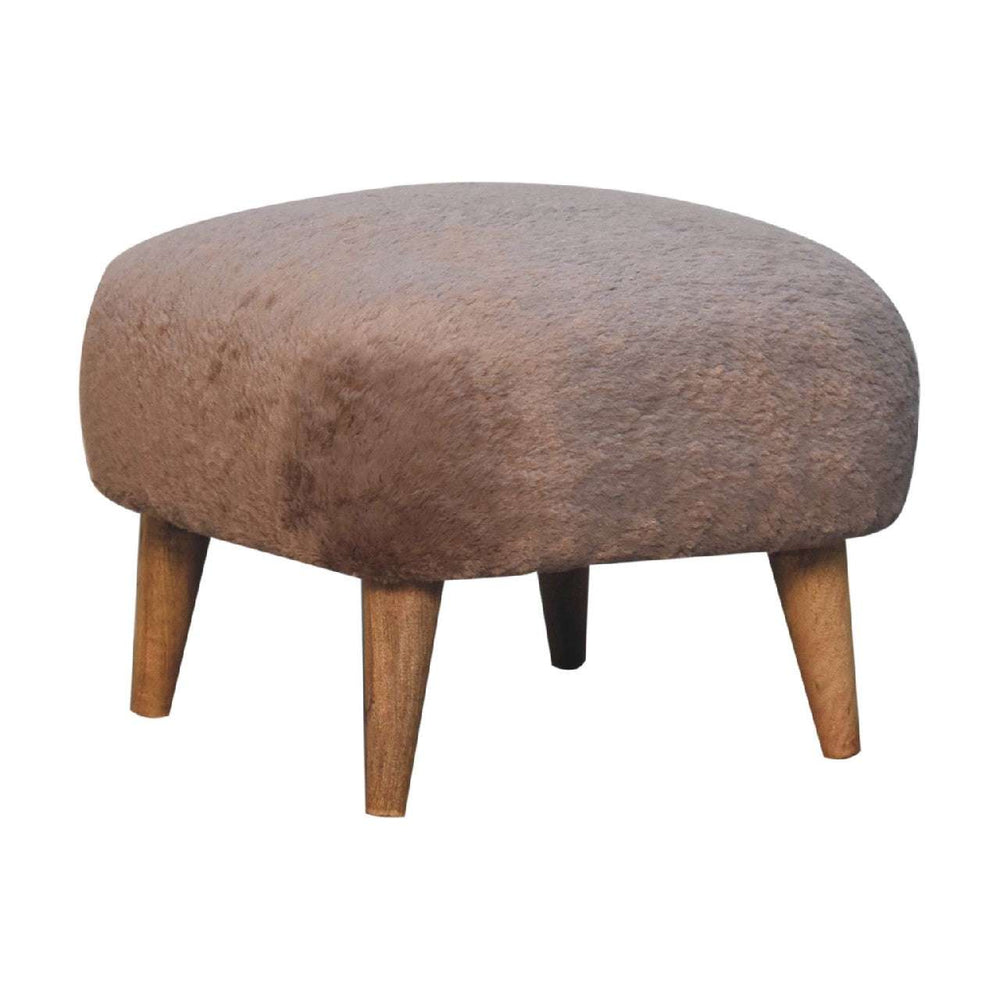 Mocha Faux Fur Square Stool - Smiddy Furniture