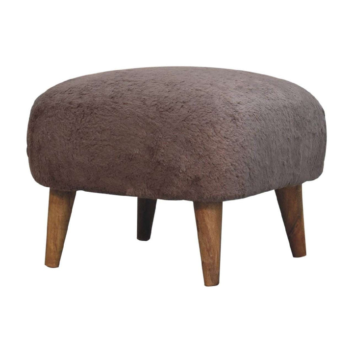 Mocha Faux Fur Square Stool - Smiddy Furniture