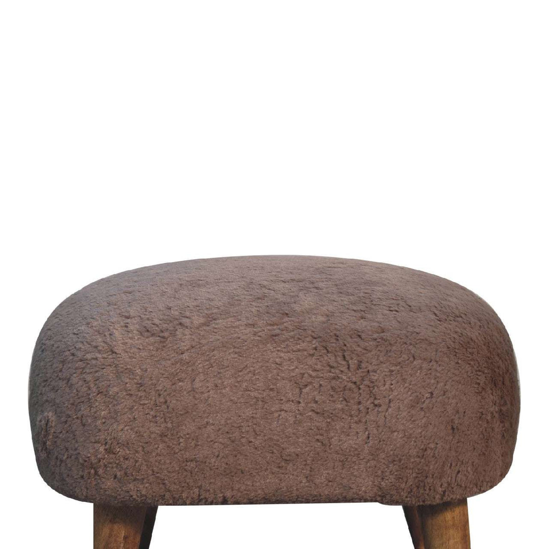 Mocha Faux Fur Square Stool - Smiddy Furniture
