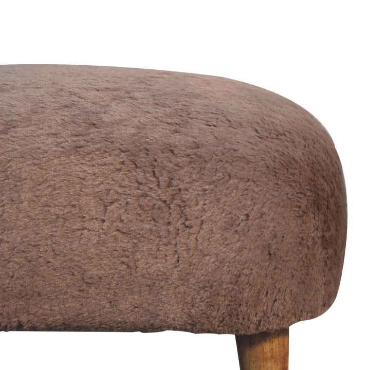 Mocha Faux Fur Square Stool - Smiddy Furniture