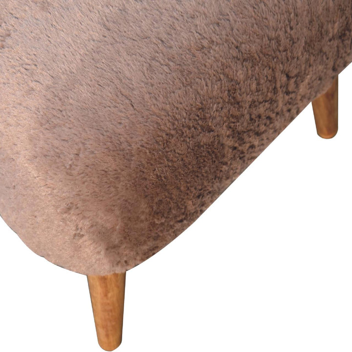 Mocha Faux Fur Square Stool - Smiddy Furniture