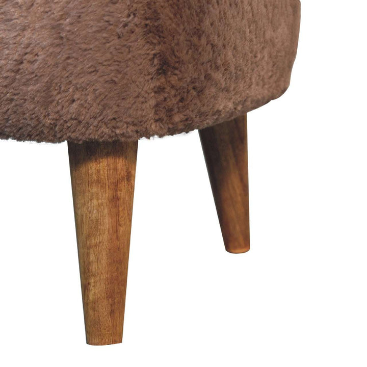 Mocha Faux Fur Square Stool - Smiddy Furniture