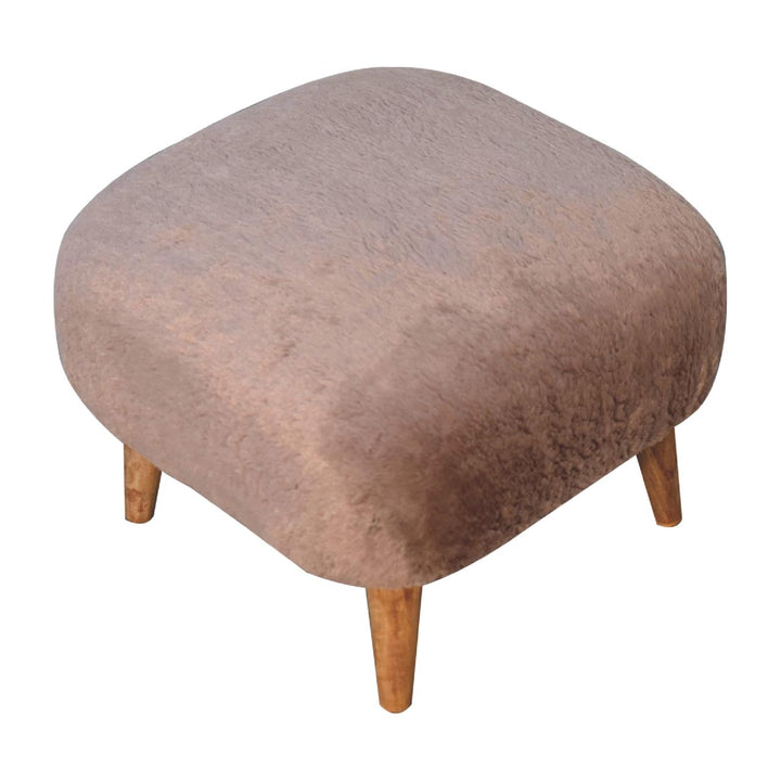 Mocha Faux Fur Square Stool - Smiddy Furniture