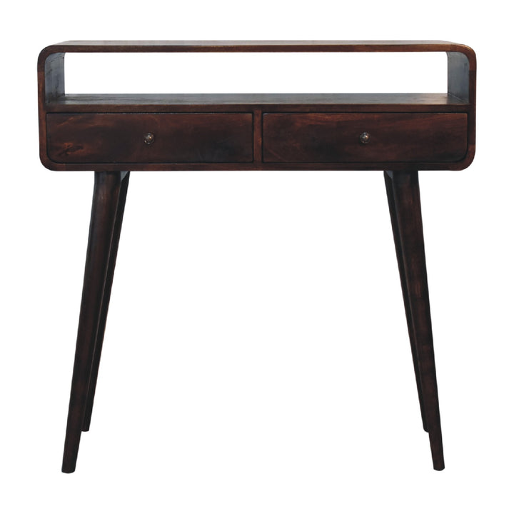 Curved Light Walnut Console Table - Smiddy Furniture