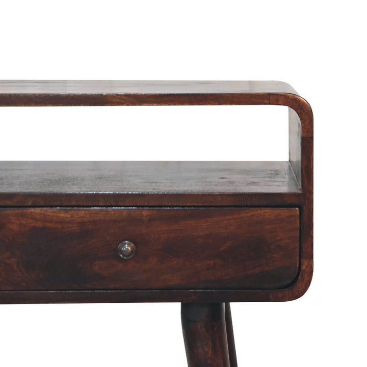 Curved Light Walnut Console Table - Smiddy Furniture