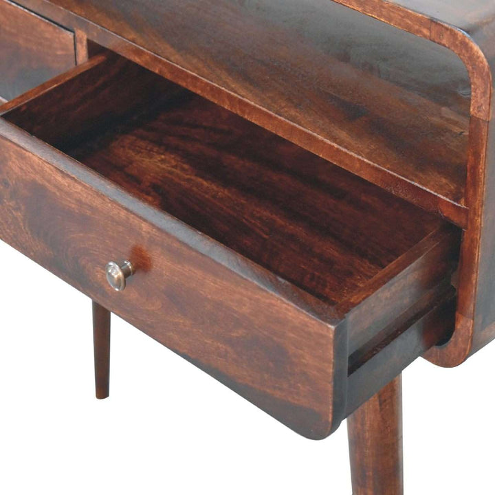 Curved Light Walnut Console Table - Smiddy Furniture