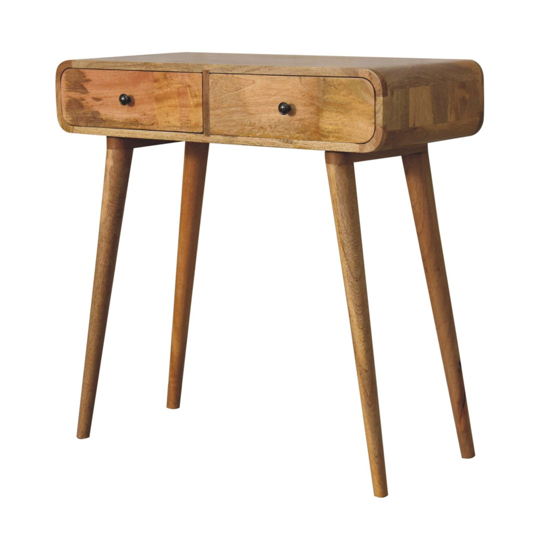 Oak-ish Curved Hallway Table-Smiddy Furniture