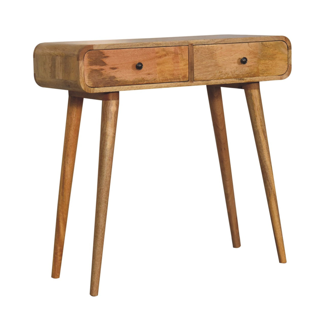 Oak-ish Curved Hallway Table-Smiddy Furniture