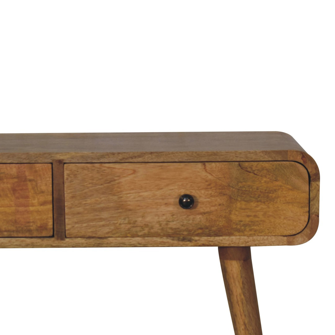 Oak-ish Curved Hallway Table-Smiddy Furniture