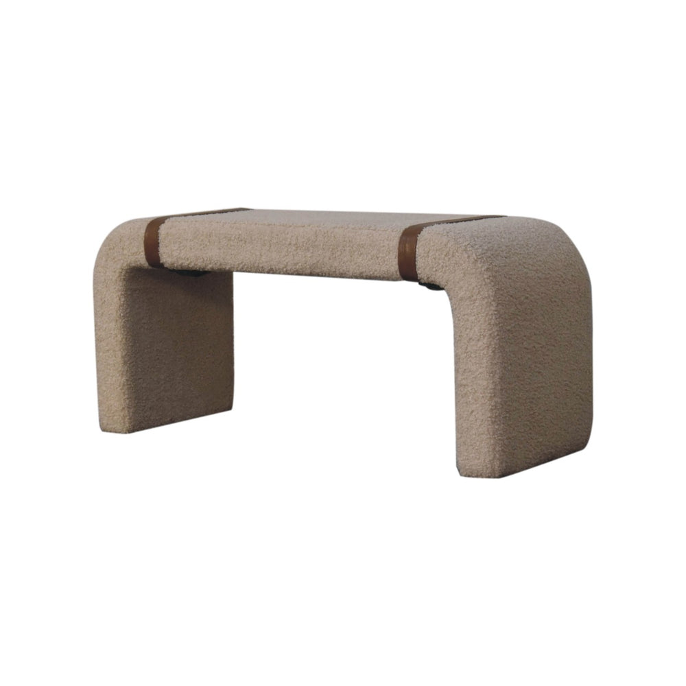 Boucle Leather Strap Bench - Smiddy Furniture